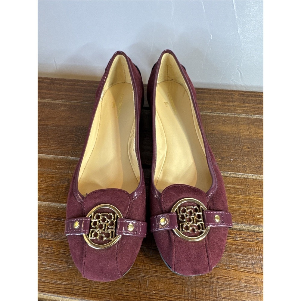 Liz Claiborne LC Iris Wine /Gold Flex Form Ballet Flats Slip On Women's Size 6M